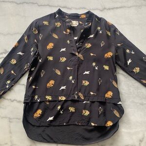 100% Silk Nicole Miller "Artelier" Animal Blouse